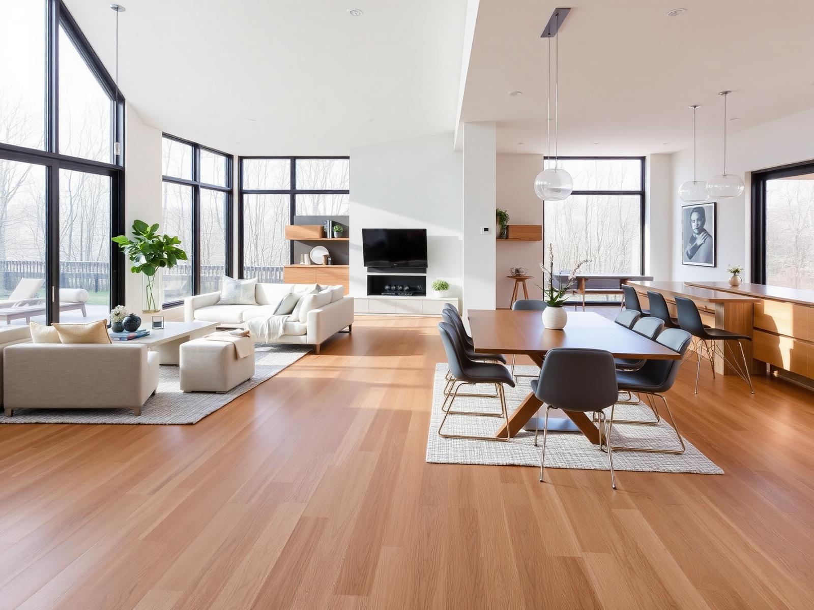 Premium waterproof LVP flooring installed throughout an open-concept Florida living room