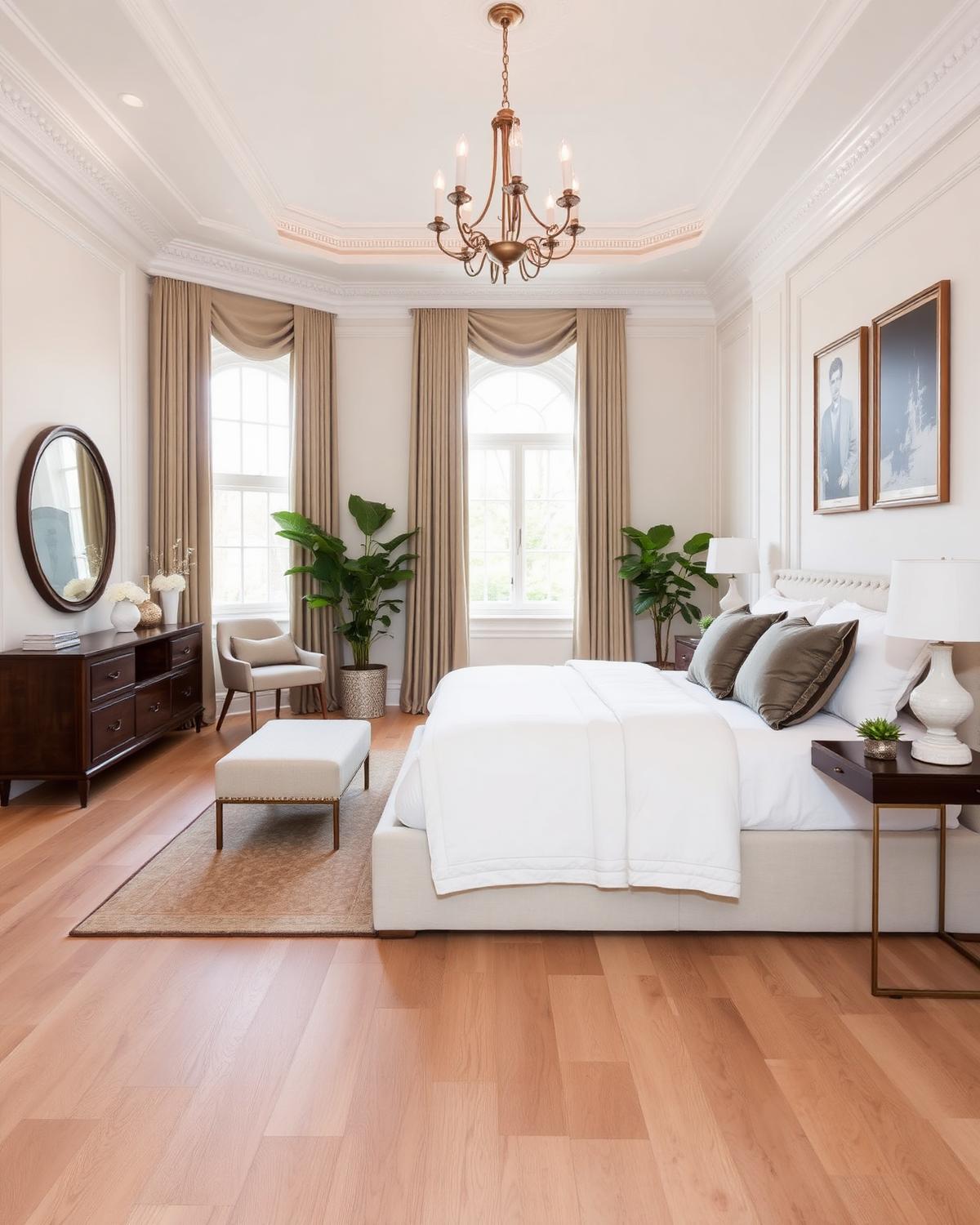 Wide plank laminate in bedroom